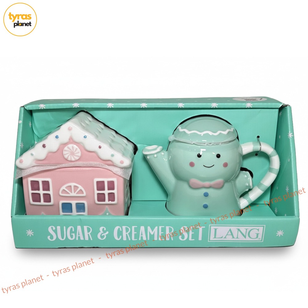Lang Pastel Christmas Gingerbread House Gingerbread Man Sugar And Creamer Set